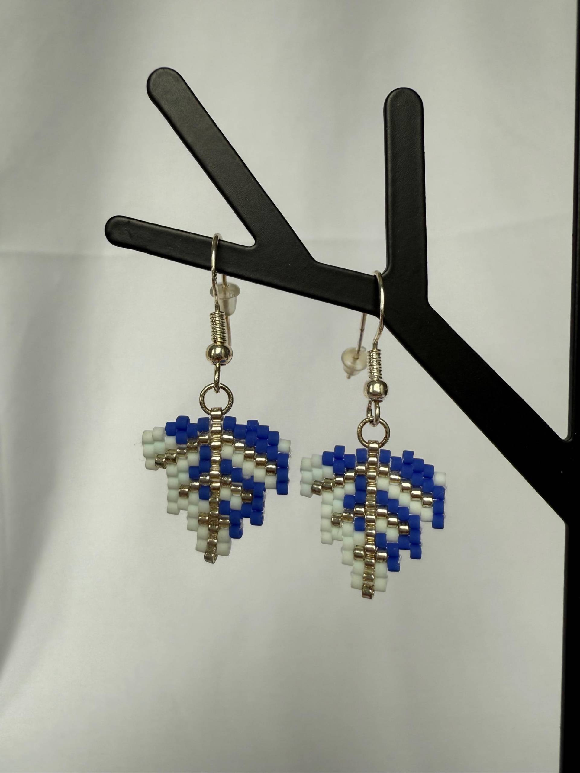 Miyuki Ohrringe Glasperlen Blätter Handgemacht Blau Silber Miyuki Ohrringe Glasperlen Blätter Handgemacht Blau Silber von MiyuWerk