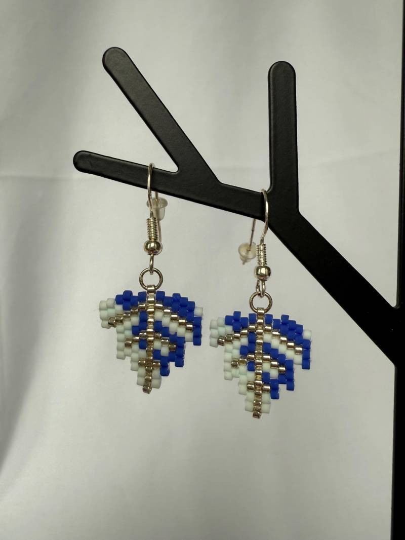 Miyuki Ohrringe Glasperlen Blätter Handgemacht Blau Silber Miyuki Ohrringe Glasperlen Blätter Handgemacht Blau Silber von MiyuWerk