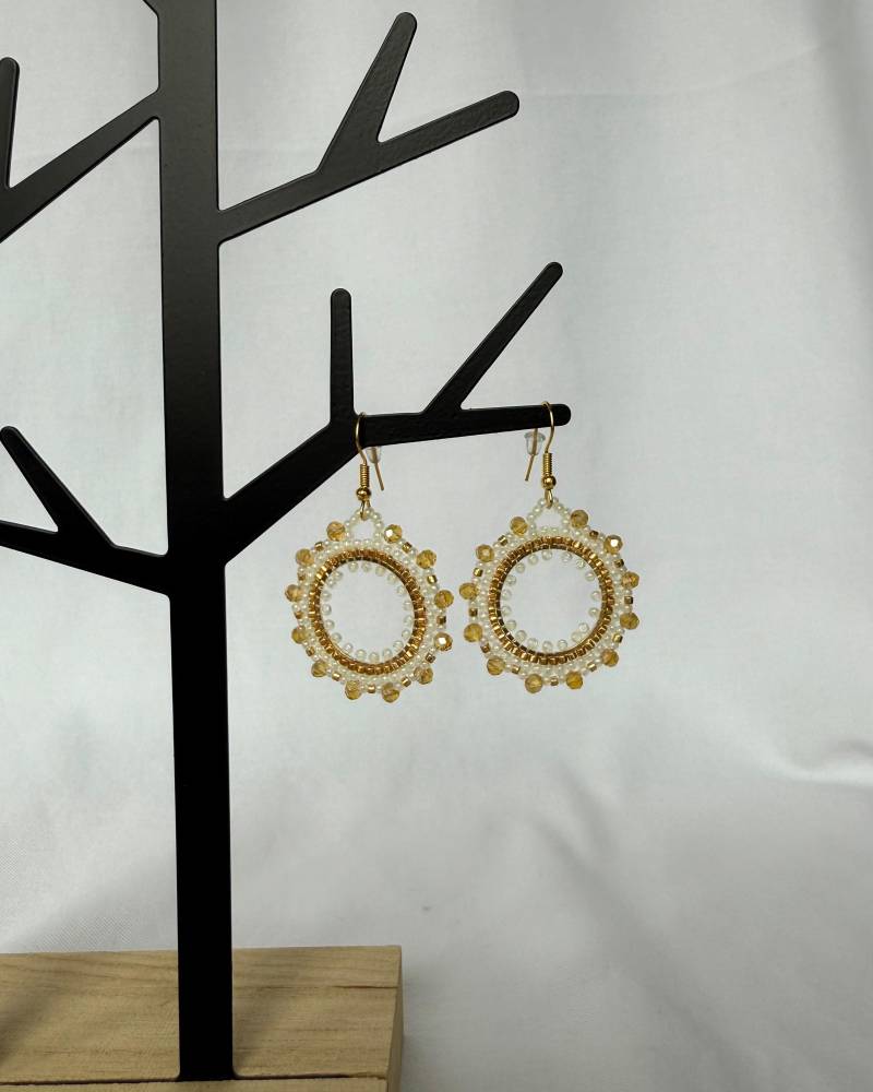 Miyuki Ohrringe Glasperlen Boho Handgemacht Gold Weiß Miyuki Ohrringe Glasperlen Boho Handgemacht Gold Weiß von MiyuWerk