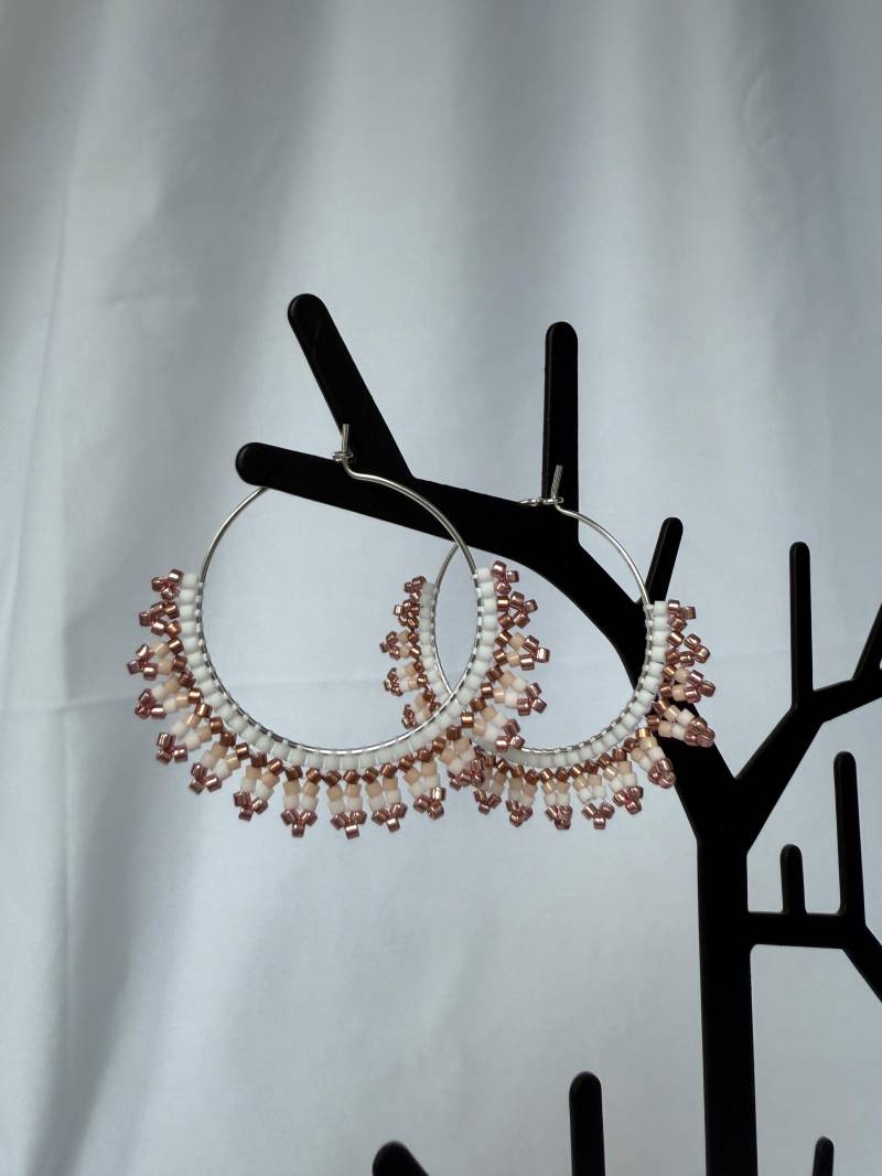 Miyuki Ohrringe Glasperlen Boho Handgemacht Rosa Weiß Miyuki Ohrringe Glasperlen Boho Handgemacht Rosa Weiß von MiyuWerk