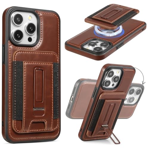 Mizi Magnetic Wallet for iPhone (2025 Upgraded) – 5-Card Holder, RFID Blocking, 3,200g Magnetic Strength, Slim Vegan Leather – Compatible with iPhone 16/15/14/13/12 Series (Not for Mini) – Dark Brown von Mizi