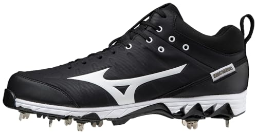 Mizuno 320631.9000.12.0950 9-Spike Herren Metall Baseball Cleat 9 1/2 (0950), Schwarz-Weiß (9000), 44 EU von Mizuno