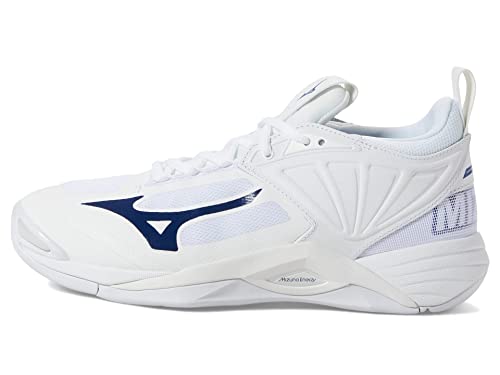 Mizuno 430294.0051.14.1050 Wave Momentum Damen Volleyballschuh 10 1/2, Weiß/Marineblau, 42.5 EU von Mizuno