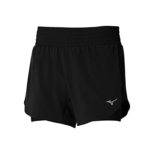 Mizuno Damen 2-in-1 4,5 Lässige Shorts, Schwarz, L von Mizuno