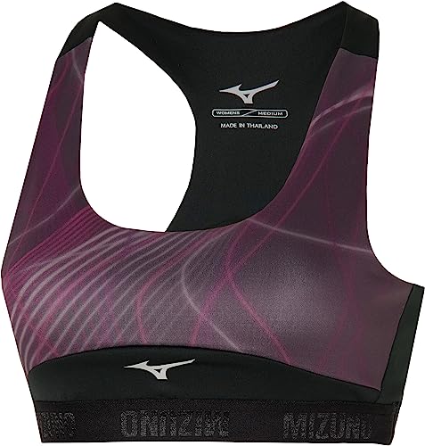 Mizuno Damen Alpha Graphic Sport-BH, Blickdicht, Traubenwein, XS von Mizuno