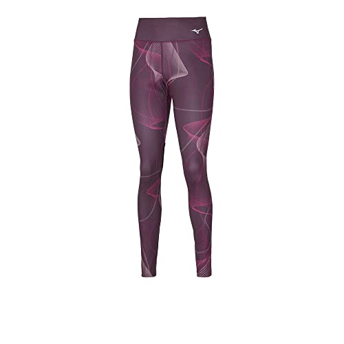 Mizuno Damen Bedruckte Strumpfhose Leggings, Traubenwein, L von Mizuno