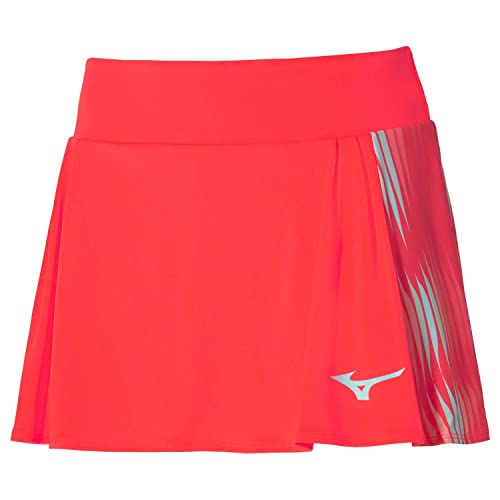 Mizuno Damen Bedruckter Fliegender Tennis-Rock, Feurige Koralle, 34 von Mizuno