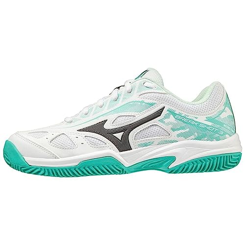 Mizuno Damen Breakshot 3 Cc (W) Tennisschuhe, Weiß/Türkis (White Irongate Turquoise), 37 EU von Mizuno