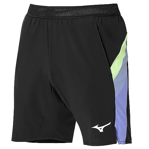 Mizuno Damen Release 8" Amplify Lässige Shorts, Schwarz/Techno Green, XL von Mizuno