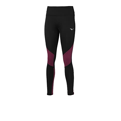 Mizuno Damen Warmalite Tight Leggings, Schwarz/Traubenwein, M von Mizuno