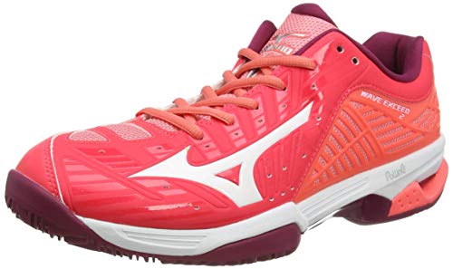 Mizuno Damen Wave Exceed 2 Cc Sneakers, Mehrfarbig (Fierycoral/White/Beetred 001) von Mizuno