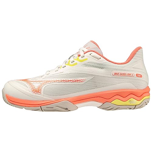 Mizuno Damen Wave Exceed Light 2 Tennis, Snwwht Fcoral Sspring, 38 EU von Mizuno