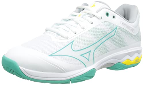 Mizuno Damen Wave Exceed Light AC Tennisschuh, Weiß Türkis Highvis, 39 EU von Mizuno