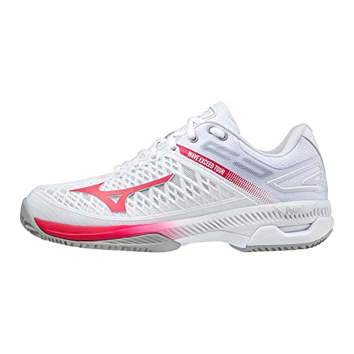 Mizuno Damen Wave Exceed Tour 4 CC Tennisschuh, White/Rose RED/Nimbus Cloud, 42.5 EU von Mizuno