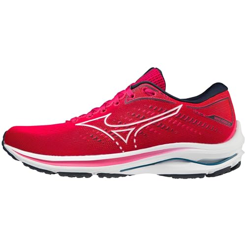 Mizuno Damen Wave Rider 25 (W) Laufschuhe, Pink/Pfau/Weiß/Morockanisches Blau, 38 EU von Mizuno