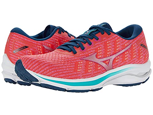 Mizuno Damen Wave Rider 25 Laufschuh, Waveknit-Cayenne/Phlox Pink, 43 EU von Mizuno