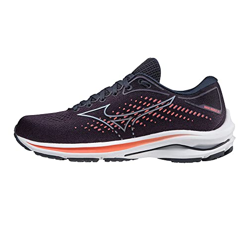 Mizuno Damen Wave Rider 25 Sneaker, Montana Grape/Dapple Gray/Living Coral, 37 EU von Mizuno