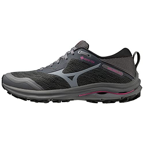 Mizuno Damen Wave Rider GTX Straßen-Laufschuh, Iron Gate/Nimbus Cloud/Fuchsia Fedora, 38.5 EU von Mizuno