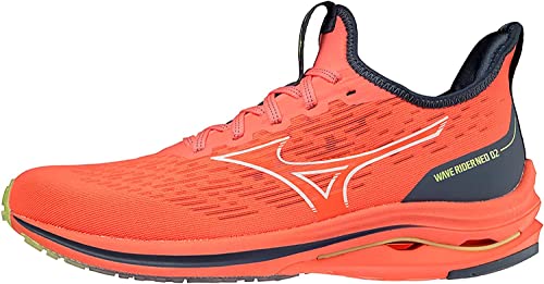 Mizuno Damen Wave Rider Neo 2 (W) Laufschuhe, Neonflamme/Weiß/Vintage Indigo, 40 EU von Mizuno