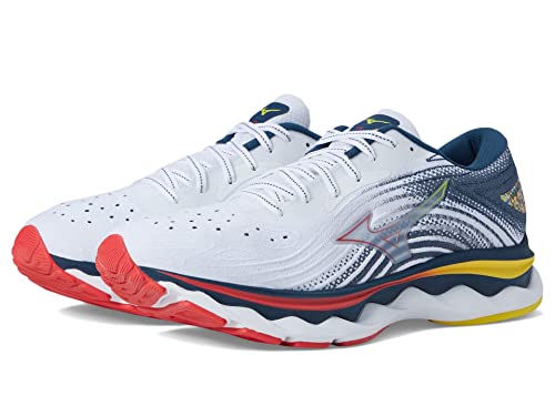 Mizuno Damen Wave Sky 6 Laufschuh, Weiß/Hibiskus, 42.5 EU von Mizuno