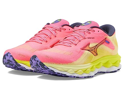 Mizuno Damen Wave Sky 7 Laufschuh, Hochsichtbares Rosa-Ombre-Blau, 6.5 von Mizuno