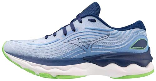 Mizuno Damen Wave Skyrise 4 (W) Laufschuhe, Blau/Grün (Blue Henon Blue Depths Techno Green), 39 EU von Mizuno