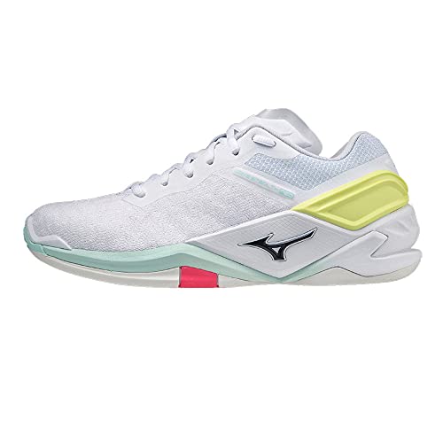 Mizuno Damen Wave Stealth Neo Handballschuh, White/Sky Captain/Clearwater, 38 EU von Mizuno