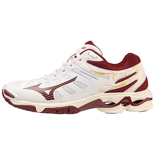 Mizuno Damen Wave Voltage Volleyball, White/Cabernet/MP Gold, 42.5 EU von Mizuno