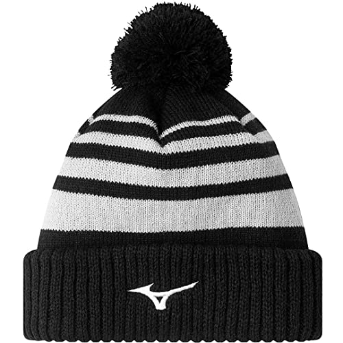 Mizuno Golf Herren Breath Thermo Pom Pom Winter Golf Beanie Bommelmütze, Schwarz , Einheitsgröße von Mizuno