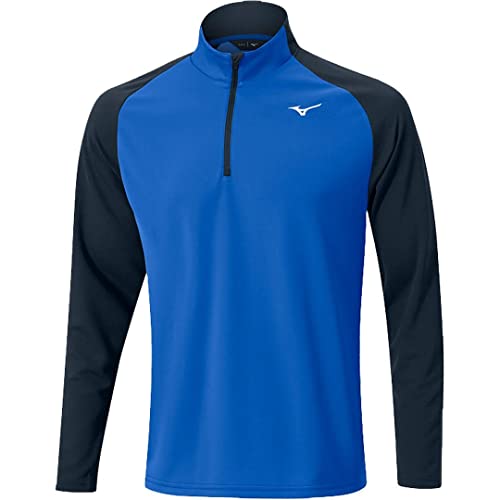 Mizuno Golf Herren Winter Breeze Bloc Leichter 1/4 Reißverschluss Golfpullover Pullover Blau Größe M von Mizuno