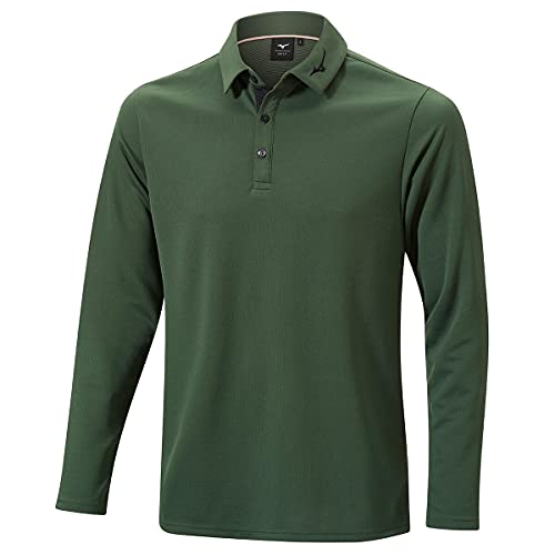 Mizuno Herren Athout Thermo Winter Langarm Golf Poloshirt - Forest Grün - S von Mizuno