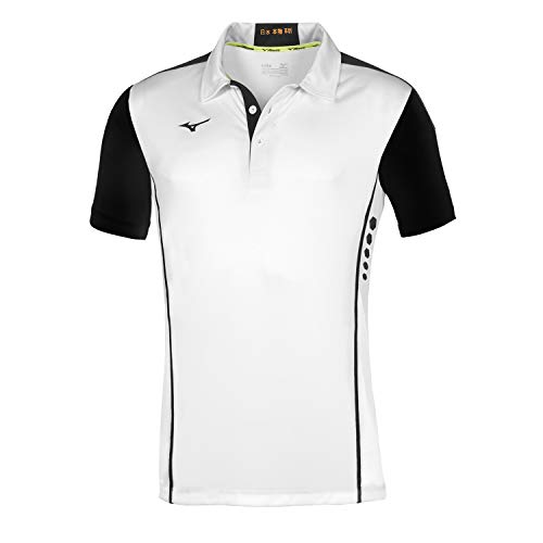 Mizuno Herren Hex Rect Polo Tshirt, Weiß/Schwarz, L Mizuno Herren Hex Rect Polo Tshirt, Weiß/Schwarz, L von Mizuno