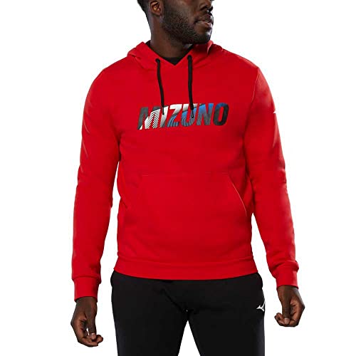 Mizuno Herren Hoodie Kapuzen-Sweatshirt, Feuerrot, S von Mizuno