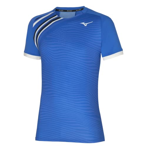 Mizuno Herren T-Shirt mit Schattenmuster Tennisshirt, Nebulas Blau, S von Mizuno