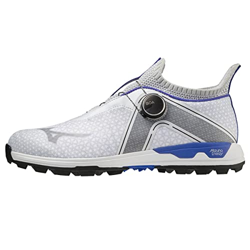 Mizuno Herren Wave Hazard Boa Golfschuhe, Weiß/Blau, Größe 45, weiß/blau, 46 EU von Mizuno