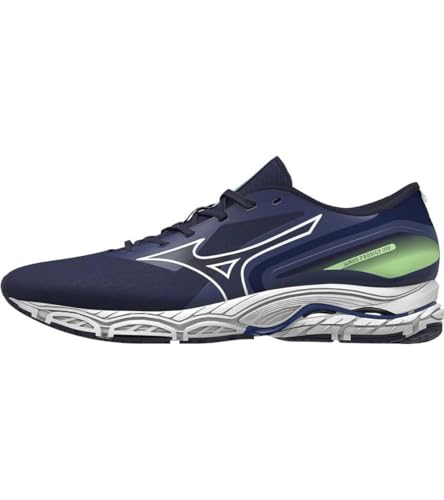 Mizuno Herren Wave Prodigy 5 Laufschuh, Blau/Weiß/Grün (Blue Depths White Techno Green), 42.5 EU von Mizuno