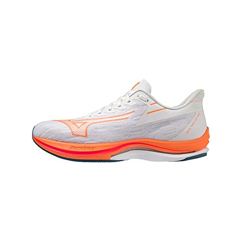 Mizuno Herren Wave Rebellion Sonic Straßen-Laufschuh, White/Light Orange/Blue Ashes, 39 EU von Mizuno