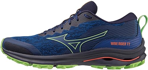 Mizuno Herren Wave Rider Tt Laufschuh, Blau (Blue Depths Techno Green Neon Flame), 44 EU von Mizuno