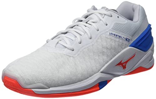 Mizuno Herren Wave Stealth Neo Handballschuh, White/Ignition Red/French Blue, 51 EU von Mizuno