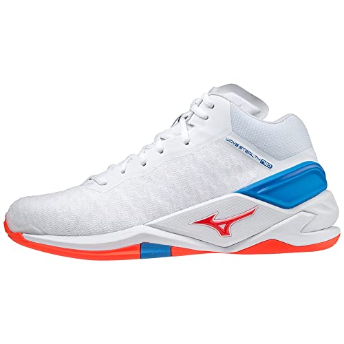 Mizuno Herren Wave Stealth Neo Mid Handballschuh, White/Ignition Red/French Blue, 38 EU von Mizuno