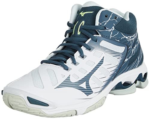 Mizuno Herren Wellenspannung Mitte Volleyball-Schuh, Weiß Orionblau Mistyblue, 51 EU von Mizuno