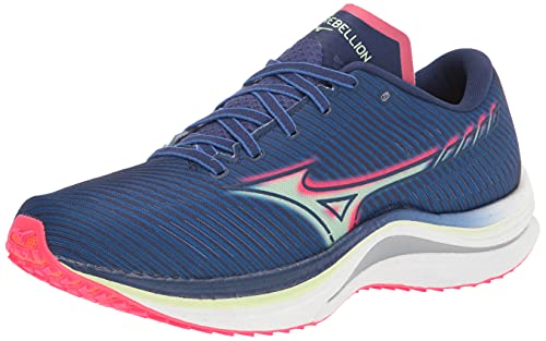 Mizuno Men's Wave Rebellion Running Shoe, Blue-Paradise Pink, 12 von Mizuno