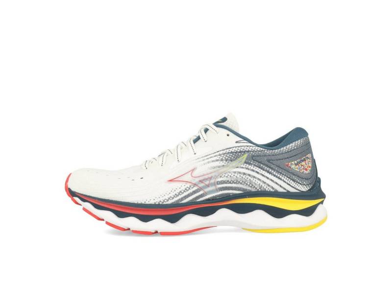 Mizuno Mizuno Wave Sky 6 Damen White Hibiscus Buttercup Laufschuh von Mizuno
