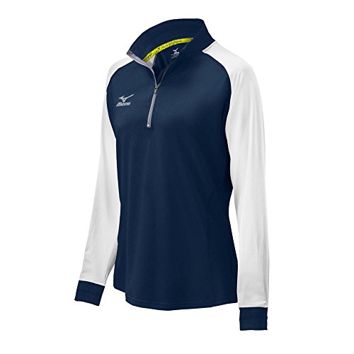 Mizuno Unisex-Erwachsene Youth Elite 9 Prime Jacke mit halbem Reißverschluss, Marineblau/Weiß, Large von Mizuno