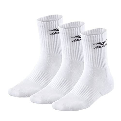 Mizuno Unisex Training 3p Chaussettes Socken, Weiß/Violett/Hellblau, Medium von Mizuno