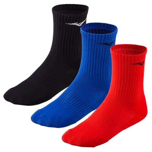 Mizuno Unisex Training 3p socken, Schwarz/T Sea/F Rot, L von Mizuno