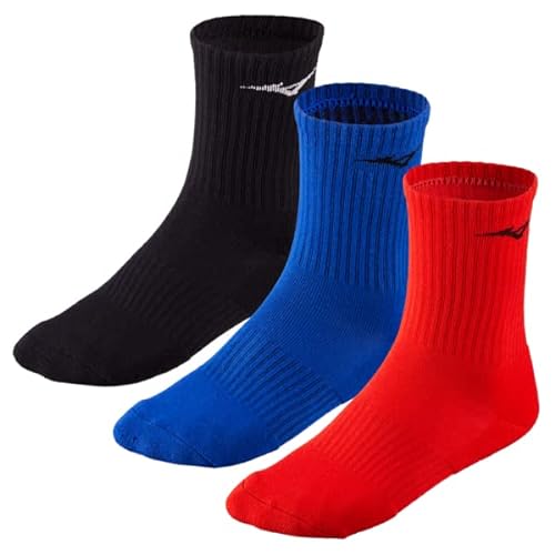 Mizuno Unisex Training 3p socken, Schwarz/T Sea/F Rot, M von Mizuno