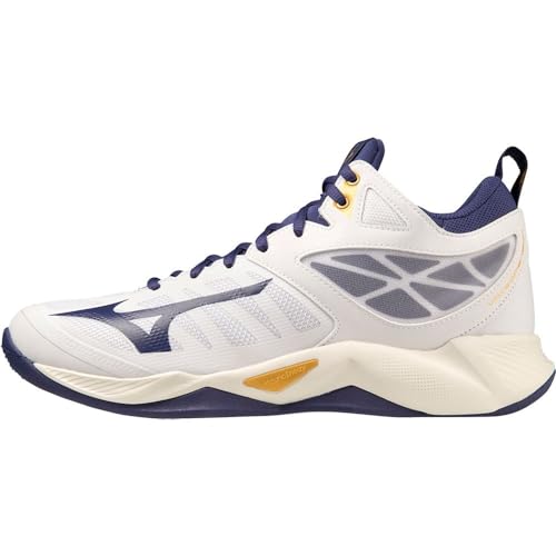 Mizuno Unisex Wave Dimension Mid Volleyballschuhe, Weiß, Blueribbon Mp Gold, 44 EU von Mizuno