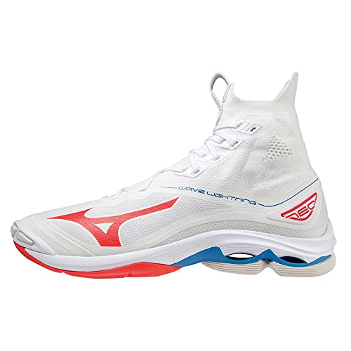 Mizuno Unisex Wave Lightning Neo Volleyball-Schuh, White/Ignition Red/French Blue, 50 EU von Mizuno