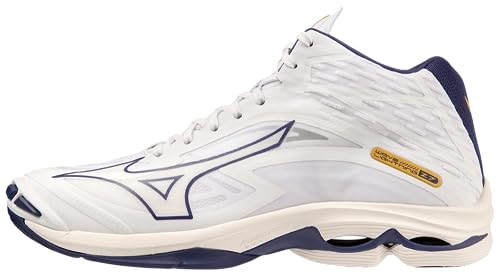 Mizuno Unisex Wave Lightning Z7mid Volleyballschuhe, Weiß, Blueribbon Mp Gold, 44.5 EU von Mizuno